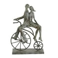 thumbnail image 1 of 9" x 13" Gray Polystone People Sculpture with Bike, by DecMode, 1 of 8
