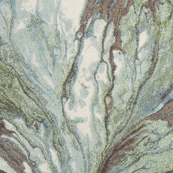 9' x 13' Green and Brown Abstract Marble Area Rug
