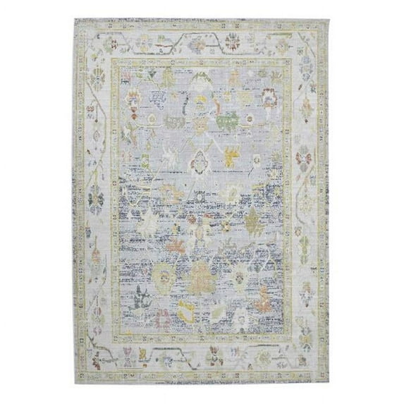 9 x 13 ft. Blue Floral Power Loom Rectangle Area Rug