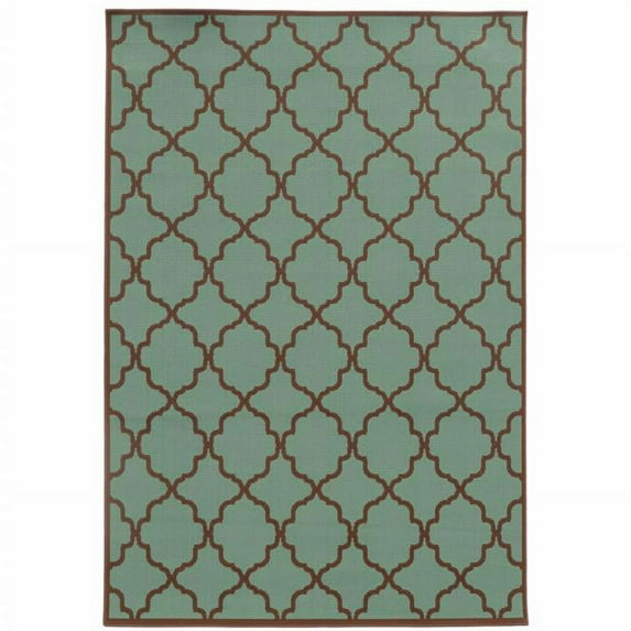9 x 13 ft. Blue Geometric Stain Resistant Indoor & Outdoor Rectangle Area Rug - Blue - 9 x 13 ft.