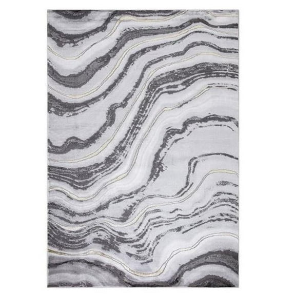 9 x 13 ft. Marble Abstract Area Rug, Gray