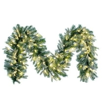 Vickerman 9' x 14" Frosted Douglas Fir Artificial Garland with Warm White LED Lights.