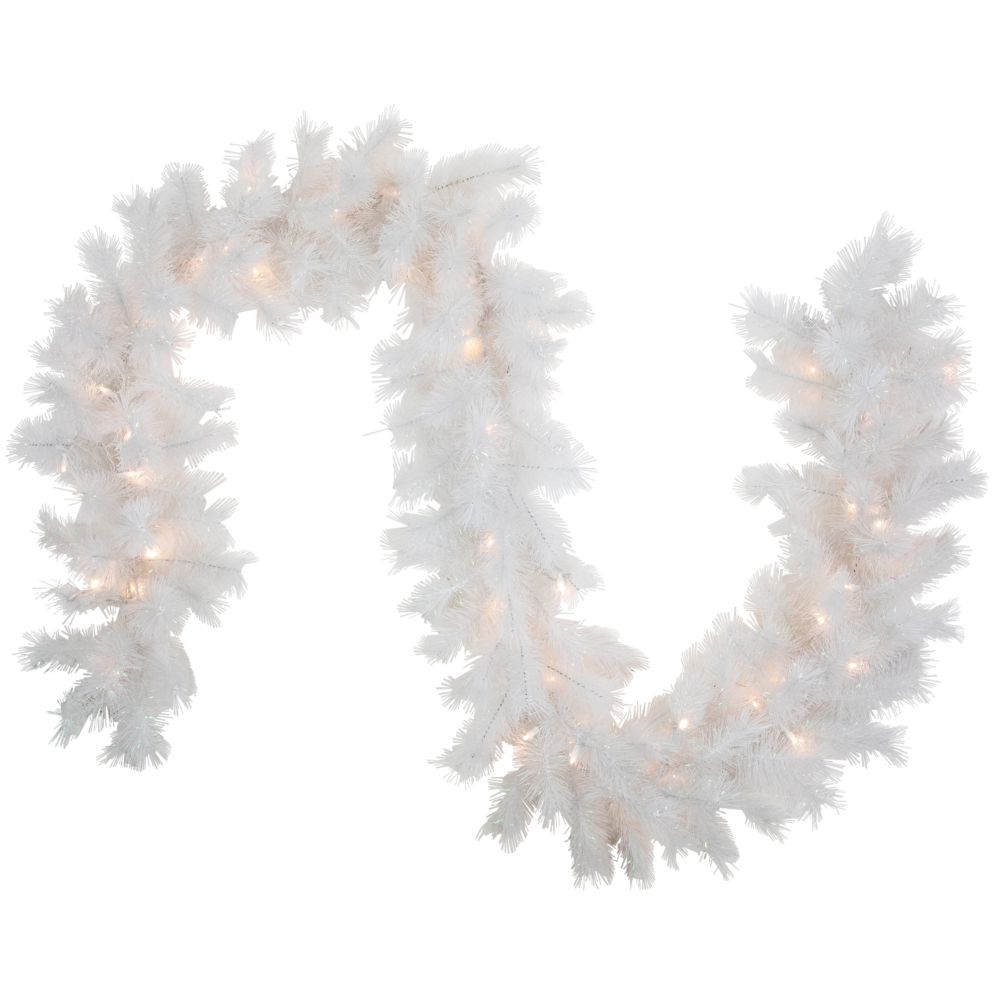9' x 14" Pre-Lit White Alaskan Pine Artificial Christmas Garland Warm White LED Lights