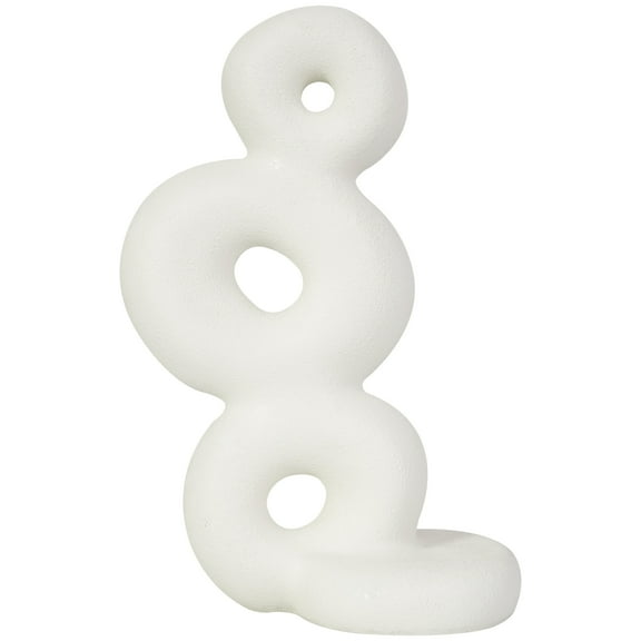 9" x 14" White Resin Stacked Circle Ring Abstract Sculpture, by DecMode