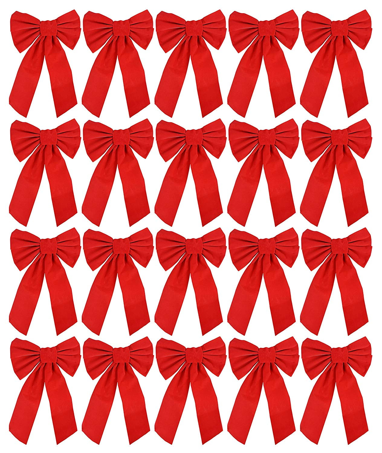 9" x 16" Decorative Red Velvet Christmas Bows (20 Pack)