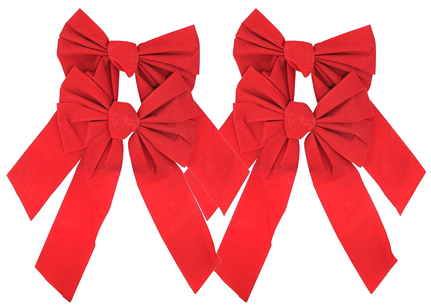 9" x 16" Decorative Red Velvet Christmas Bows (4 Pack)