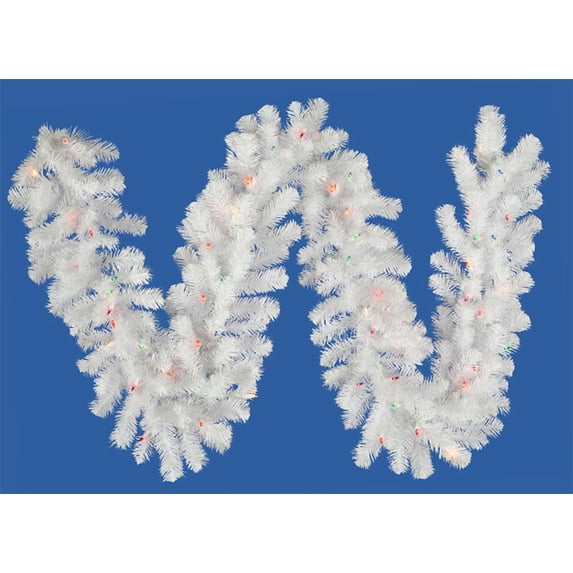 9' x 16" Pre-Lit Crystal White Artificial Christmas Garland - Multi Lights