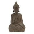 thumbnail image 1 of 9" x 17" Brown Polystone Meditating Buddha Sculpture with Engraved Carvings and Relief Detailing, by DecMode, 1 of 8