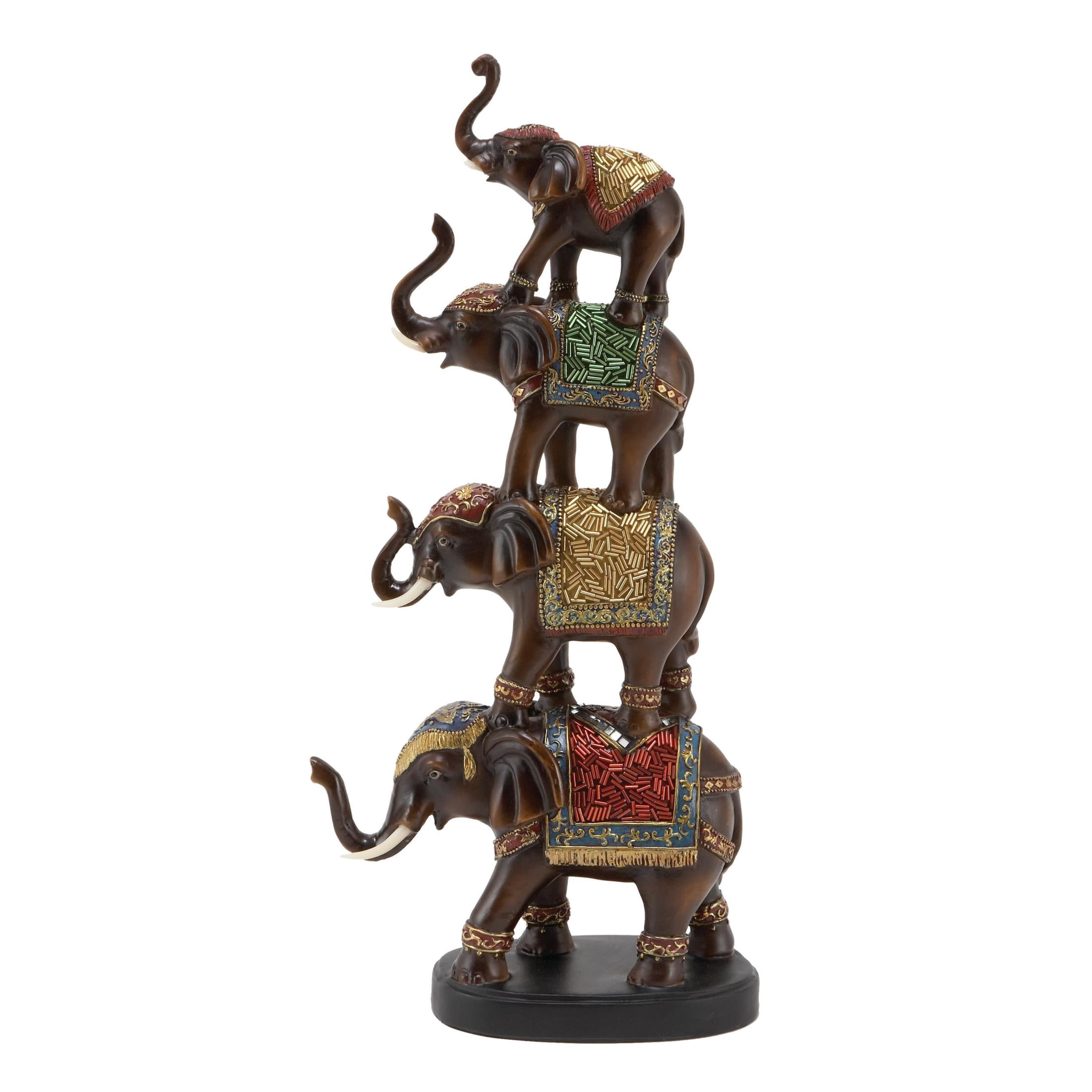 9" x 18" Brown Polystone Elephant Sculpture, by DecMode