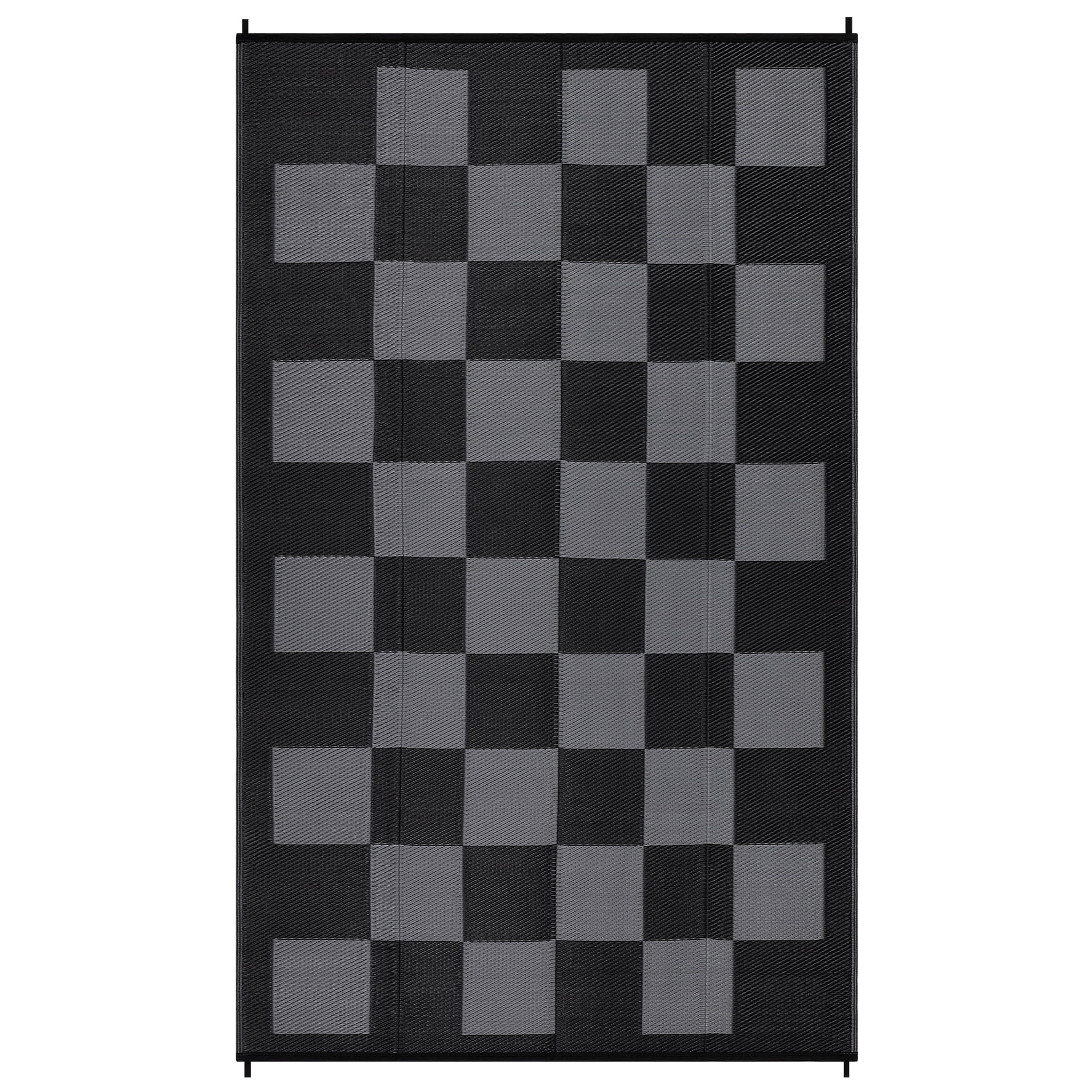 9' x 18' Outdoor Rugs, Waterproof Outdoor Plastic Straw Rug, Modern Geometric Plaid Woven Carpet, Easy Cleaning RV Carpet, Lightweight Foldable Reversible Mat for Picnic, Backyard, Deck