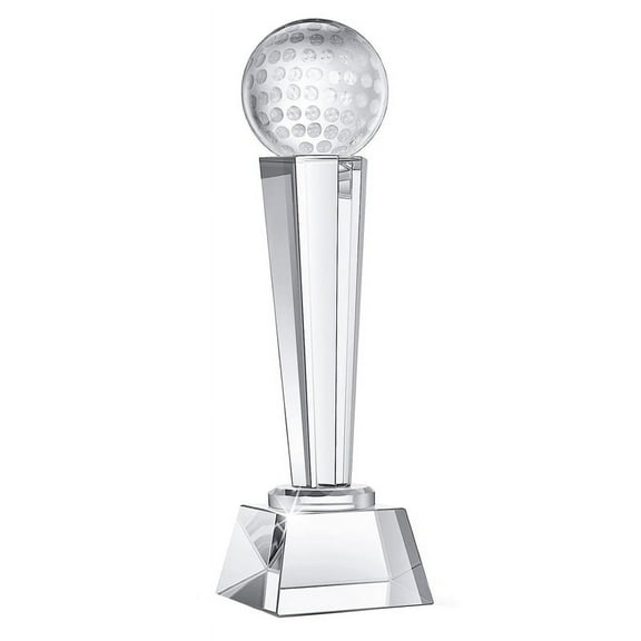 9 x 2.8 Inch Crystal Glass Golf Trophy for Adults Kids Golf Tournament Table Desktop Decor,1 x golf trophies,Transparent Color