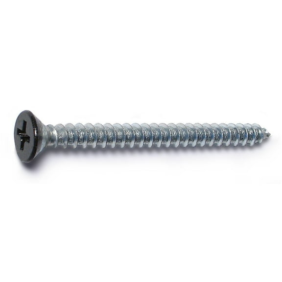 #9 x 2" Black Painted Steel Phillips Flat Head Hinge Screws (12 pcs.)