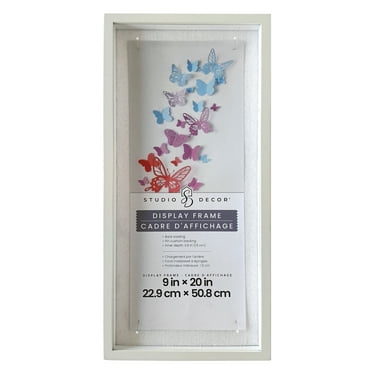 9" x 20" Flat White Display Picture Frame by Studio Décor - Includes Pre-attached Hanging Hardware - Horizontal or Vertical Display - 1 Pack