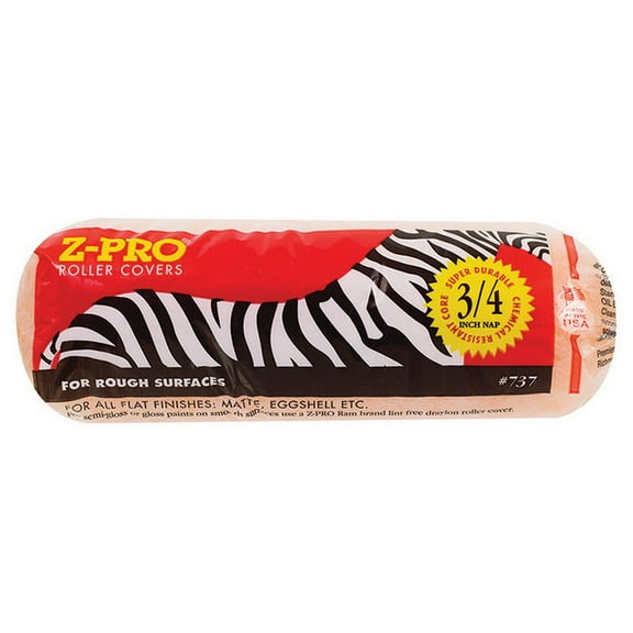 9” x 3/4” Nap Premier 737 Zebra Rough Surface Roller Cover, Polyester