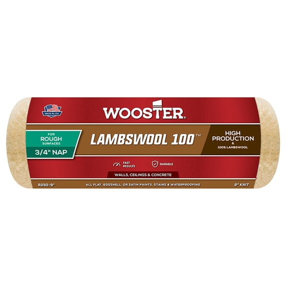 9" x 3/4" Nap Wooster Brush Company R292 Lambswool 100 Professional Roller Cover