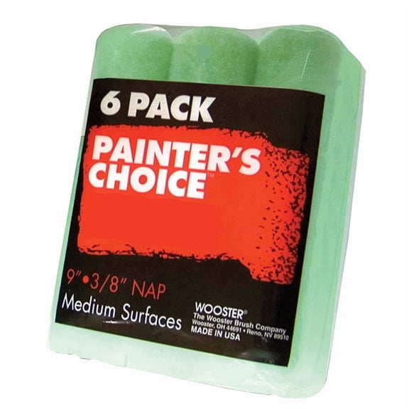 Wooster Genuine 9" Painter's Choice 3/8" Nap 6-Pack Roller Cover - R959-9