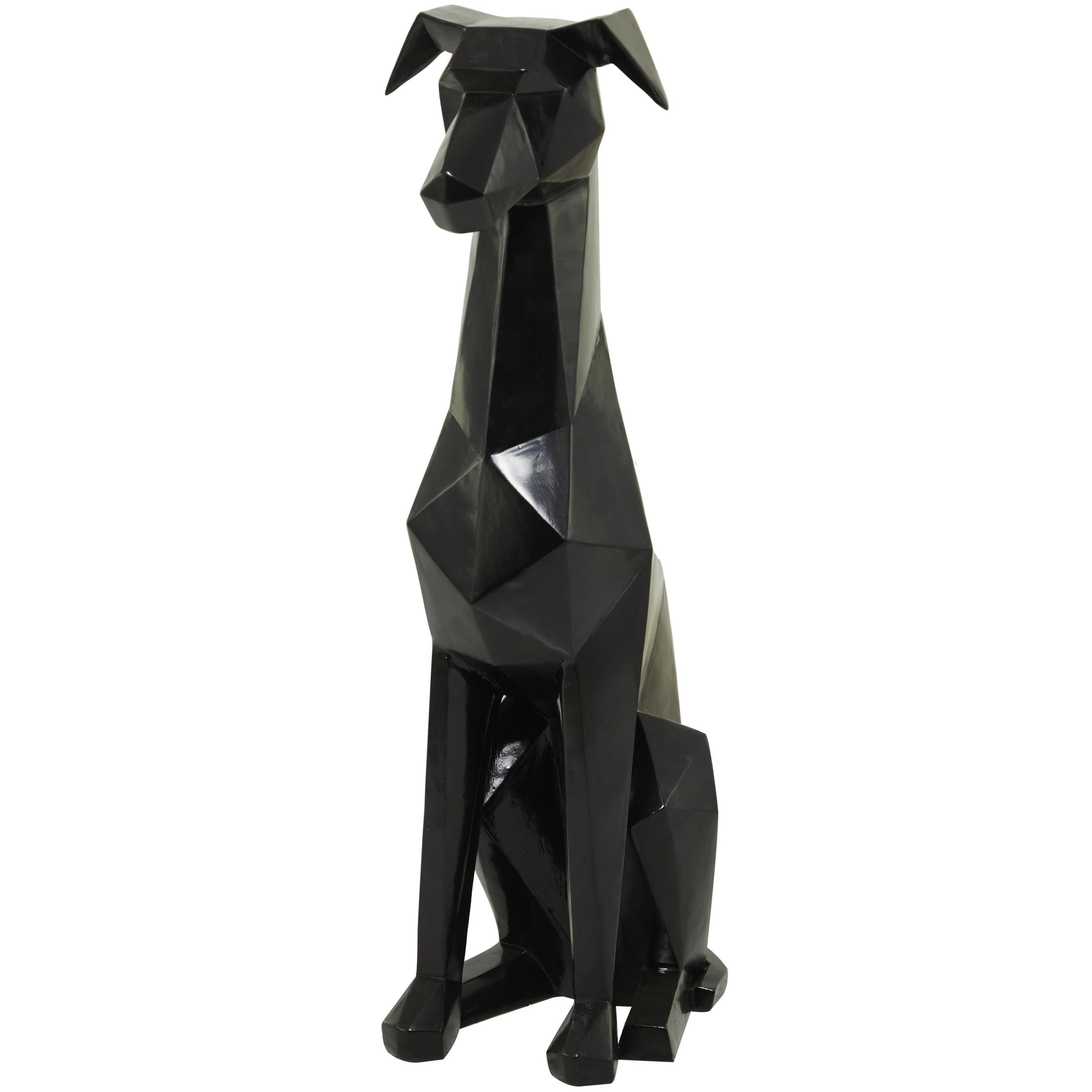 9" x 30" Black Polyresin Cubist Dog Sculpture, by DecMode