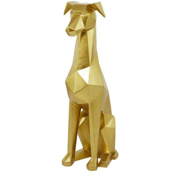 9" x 30" Gold Polyresin Cubist Dog Sculpture, by DecMode
