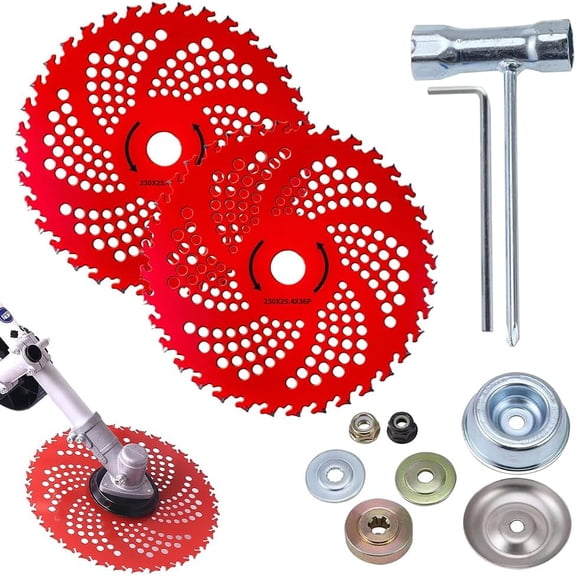 9" x 36 Teeth Carbide Tipped Blade & 10" x 3 Teeth Carbon Steel Brush, Trimmer Brush Cutter Blade for Weedeater, 11PCS Weed Wacker Blade with Universal Adapter Kit, Lawn Mower Accessories for Yard