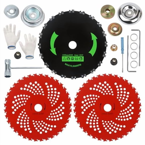 9" x 36 Teeth Carbide Tipped Blades 9" x 20T Chainsaw Tooth Cutter with Universal Adapter Kit Compatible with Brush Cutter, Trimmer, Weed Eater, Stihl, Husqvarna, Ego$$Tools