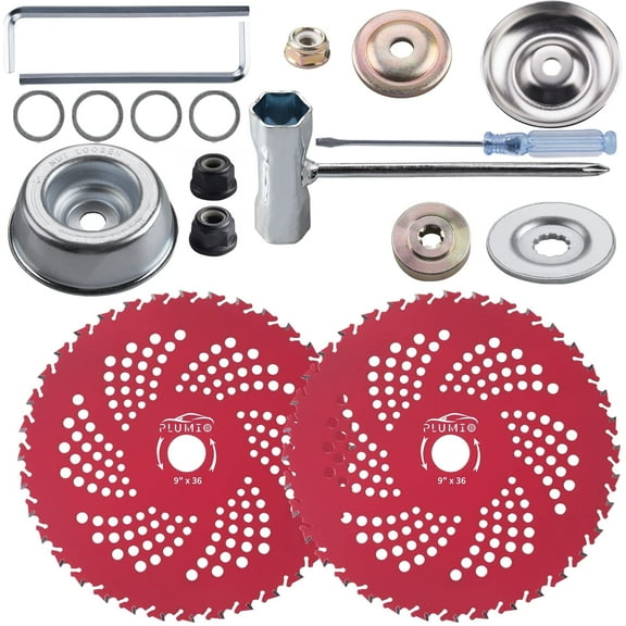 9"x36Teeth Carbide Tipped Blades with Universal Adapter Kit,for Brush Cutter,Trimmer,Weed Eater,Compatible with Husqvarna,Stihl,Ego,and More (2 pack)