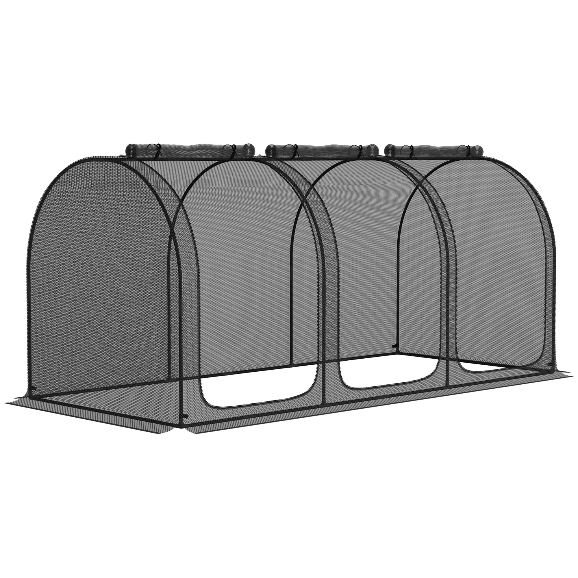 9' x 4' Crop Cage, Plant Protection Tent with Three Zippered Doors, Storage Bag and 6 Ground Stakes, for Garden, Yard, Lawn, Black