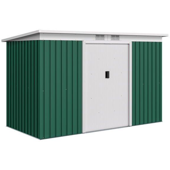 9' x 4' Metal Outdoor Storage Shed, Tool House with Double Lockable Doors for Backyard, Patio, Lawn, Garage, Dark Green