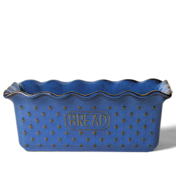 9 x 5 Inch Ceramic Loaf Pan for Baking Bread, Nonstick Bread Pans for Cooking, Microwave & Dishwasher Safe, Rectangular Mold (Vintage Blue)