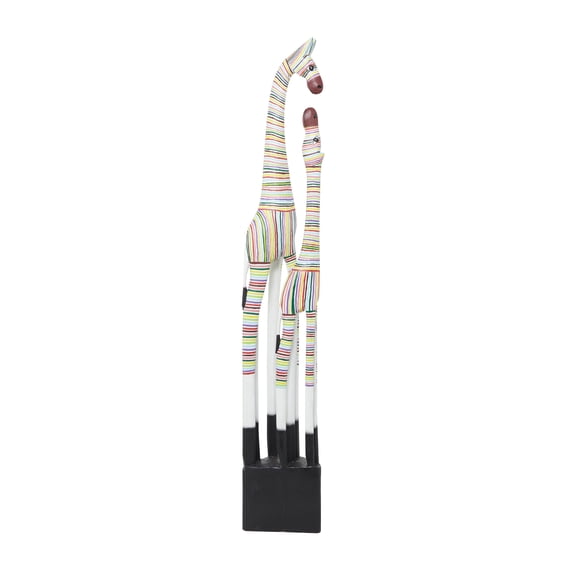 9" x 58" Multi Colored Wood Giraffe Sculpture, by DecMode