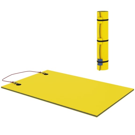 9' x 6' Floating Water Mat for Adults, Large Lily Pad for Pool, Lake, Ocean&Beach, Yellow Water Pad for Swimming&Boating