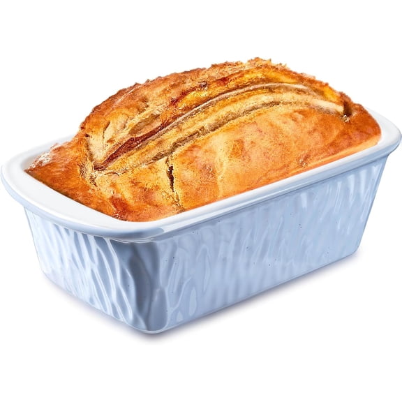 9 x 6 Inch Rectangular Ceramic Loaf Pan for Baking Bread (Blue)