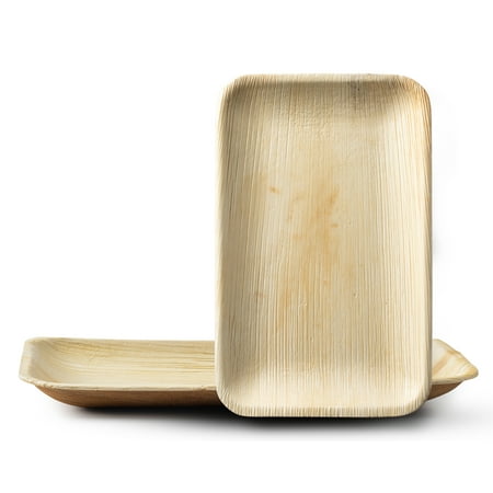 9" x 6" Rectangle Disposable Palm Leaf Plates By Posh Setting – 100% Compostable Bamboo-Style Natural Palm Leaf Party Plates – Eco-friendly & Biodegradable Plates For Birthdays, Weddings [20-Pack]…