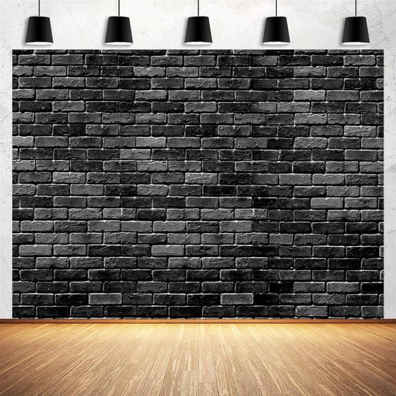 9 x 6 ft Brick Wall Backdrop Black Grey Color Brick Photograph Backdrops Large Fabric Vinyl Brick Photo Background Baby Shower Birthday Party Wedding Graduation Home Decoration Booth Prop Banner