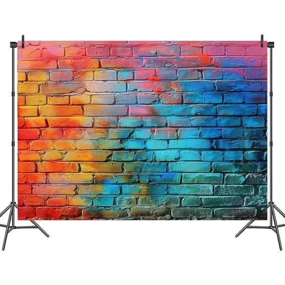 9 x 6 ft Colorful Brick Wall Photo Backdrop 80's 90's Hip Hop Graffiti Background Baby Birthday Wedding Graduation Themed Party Photography Decoration Banner Studio Props