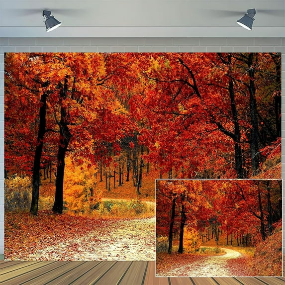 9 x 6 ft Fall Backdrop Autumn Thanksgiving Pumpkin Harvest Maple Leaves Forest Decorations Background Hay Maple Leaves Baby Shower Banner Supplies Photo Booth Prop
