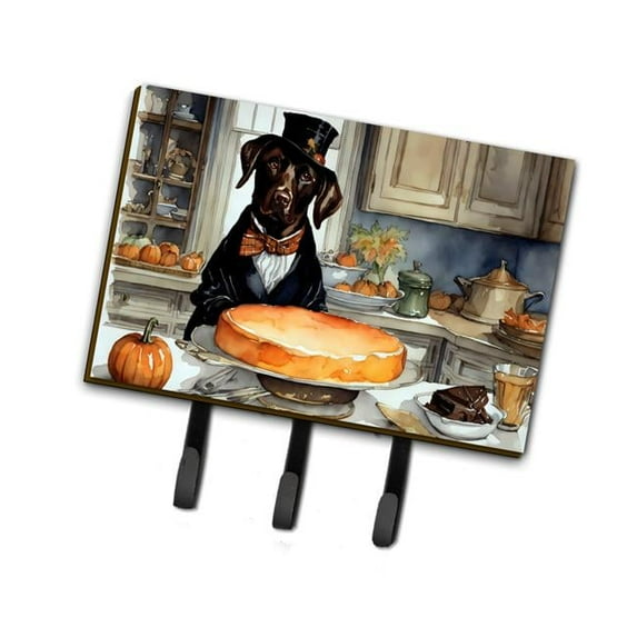 9 x 6 in. Unisex Chocolate Lab Fall Kitchen Pumpkins Leash or Key Holder