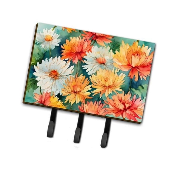 9 x 6 in. Unisex Chrysanthemums in Watercolor Leash or Key Holder