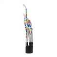thumbnail image 1 of 9" x 60" Multi Colored Wood Handmade Striped Giraffe Sculpture with Black Pedestal Base, by DecMode, 1 of 8