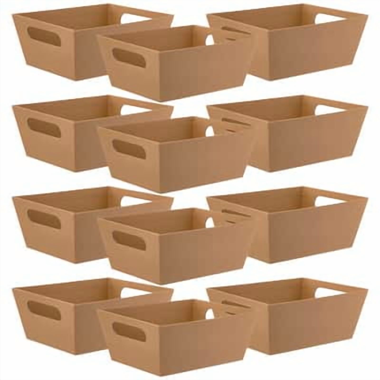 16 Pack Extra Large Cardboard Gift Baskets – 12x10 Inches With Handles, Brown, DIY Tray For Parties 2 thumbnail image