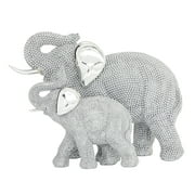 9" x 7" Silver Polystone Elephant Sculpture, by DecMode