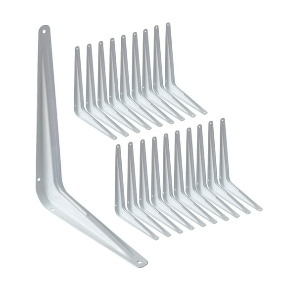 Dynaforge 20 Pack White 9x7 in. Heavy Duty Dual Rib Floating Shelf Bracket L Shape 240 lbs Load Capacity