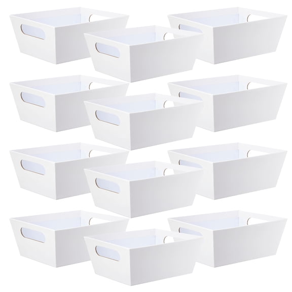 Celebrate It 9" x 7" White Basket with Handles - Cardboard Baskets for Organization, Parties, Birthdays, and Holidays - Bulk 12 Pack