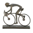 thumbnail image 1 of 9" x 8" Bronze Polystone People Sculpture with Bike, by DecMode, 1 of 8