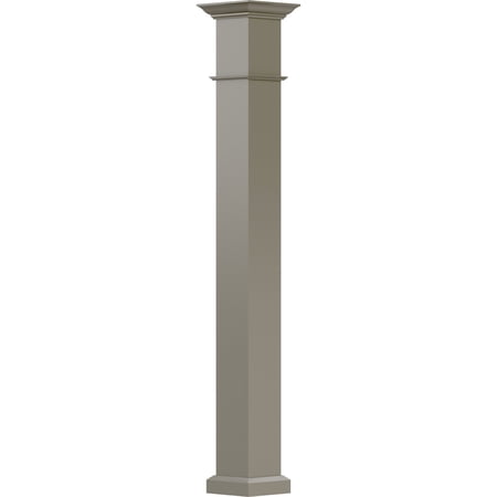 9" x 8' Endura-Aluminum Wellington Style Column, Square Shaft (Load-Bearing 15,000 lbs), Non-Tapered, Wicker Finish w/ Capital & Base