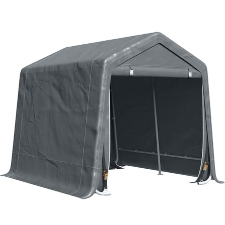9' x 8' Portable Carport Garage, Heavy-Duty Dark Gray Storage Shelter with UV-Resistant Cover