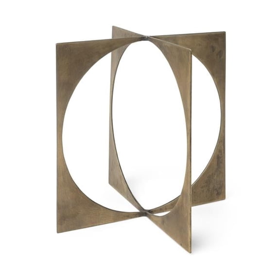 9 x 8 x 8 in. Burnished Metal Circle Square Sculpture, Gold