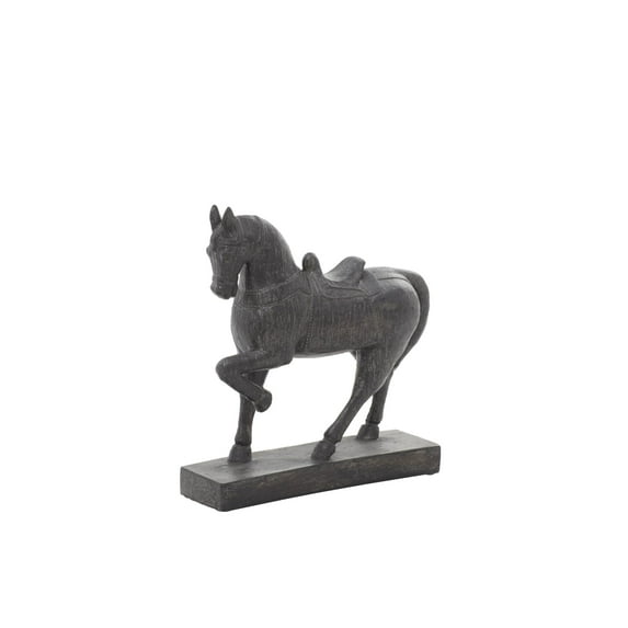 9" x 9" Brown Polystone Prancing Horse Sculpture, by DecMode