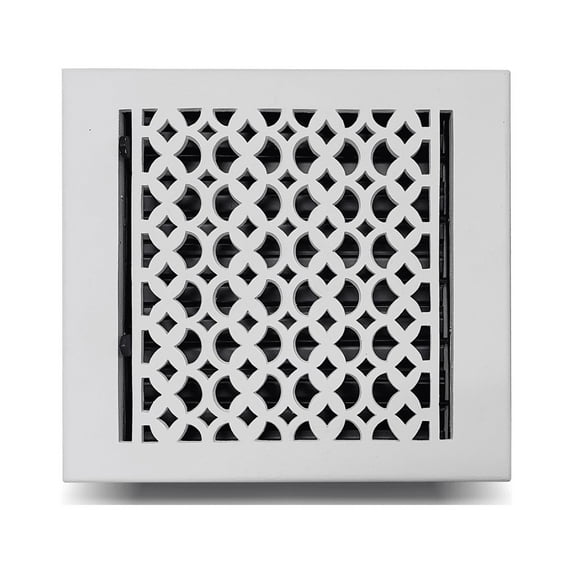 9" x 9" Cast Iron Floor Register Vent Covers | Powder Coated Floor Vent Covers | Air Vent Covers for Floors, Walls & Ceiling | White, With holes and matching screws