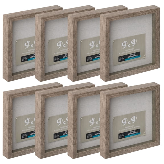 9" x 9" Gray Belmont Shadow Box by Studio Decor - Memory Box Display Case for Keepsakes - Mementos - and Memorabilia - Bulk 8 Pack