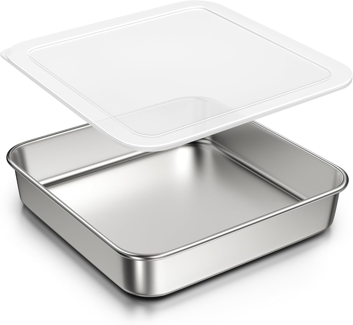 9 Pan 9 x 9-Inch Baking Pan with lid, 304 Stainless Steel Square Cake Pan ...